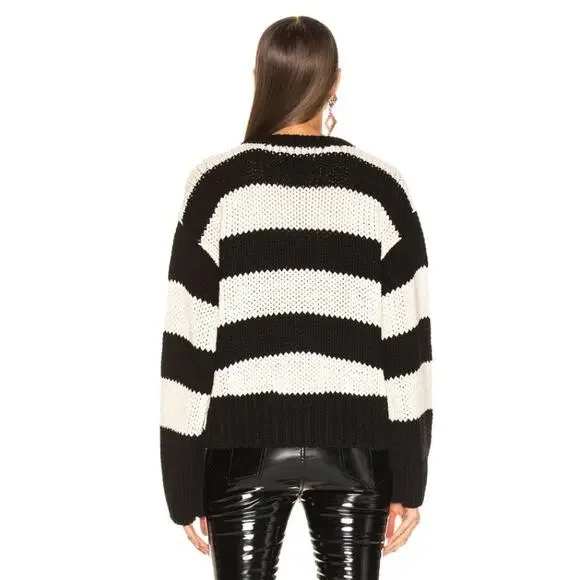 RtA S Griffith black & white striped chunky knit sweater